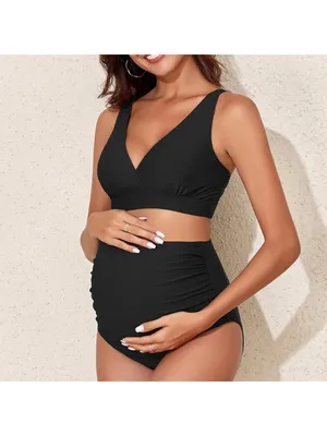 Maternity Swimsuit Bikini High Waisted Pregnancy Bathing Suit Two Piece SMALL thumbnail 5