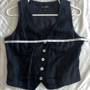 J. Crew womens linen vest Slim-fit vest black sz 4 thumbnail 6