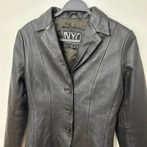 Vtg Black Leather Blazer Womens Sz S Jacket Biker Goth Grunge Baddie Western Y2K thumbnail 3