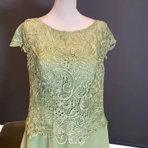 Women’s Green Chiffon & Lace Mid Length Dress with a Zip Up Back Size L NWOT thumbnail 2