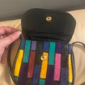 Vintage La Covina Genuine Leather Patchwork Mini Bag Yellow thumbnail 4