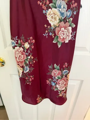 Vintage Dominique & Simone Burgundy Floral Slip Dress Size Medium thumbnail 3
