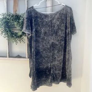 Free People Doran Velvet Grey Short Sleeve Tunic Top‎ Oversized Size Small thumbnail 13