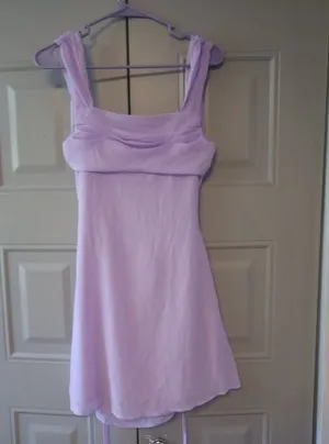 Shein special ocassion mini short dress ruched top in lilac purple size small. thumbnail 1