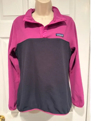 Patagonia Synchilla Snap T Pullover Pink Navy Womens M Fleece 26020 thumbnail 1