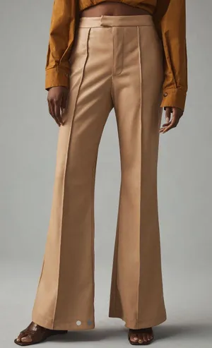 Avec Les Filles Beige Leather Flare Pants thumbnail 3