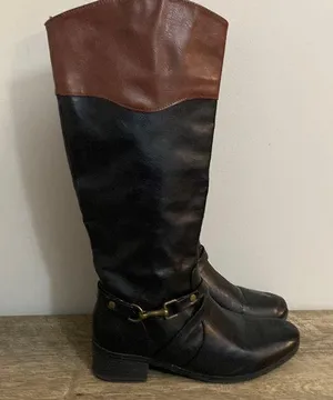 RAMPAGE womens black/brown knee high ILLISA riding boots size 7.5 thumbnail 1