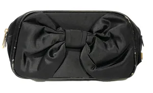 CHRISTIAN DIOR‎ Parfums Black Gold Satin Bow Zippered Clutch Cosmetic Bag thumbnail 1