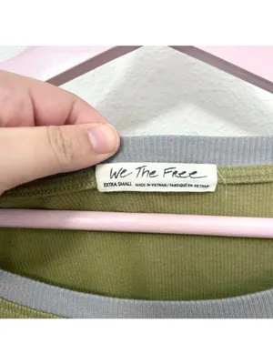 Free People We The Free Feelin It Tee Army Combo Patchwork Boho Oversize Top XS thumbnail 3
