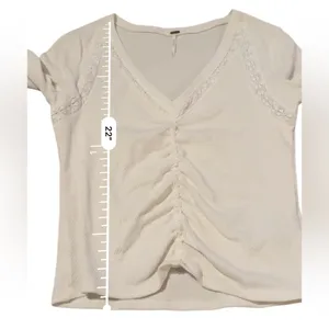 Free People Wear Me Out Thermal Mesh Long Sleeve Ruched Top‎ in White Sz M thumbnail 9