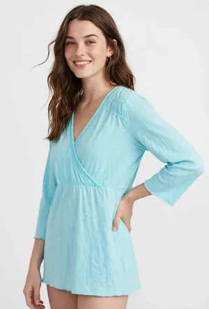 Heroes For The Earth Organic Cotton Surplice Boho Long Sleeve Top Medium thumbnail 1