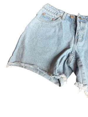 Edikted Light Wash Denim Shorts High-Waisted Distressed Raw Hem Size Small Women thumbnail 5