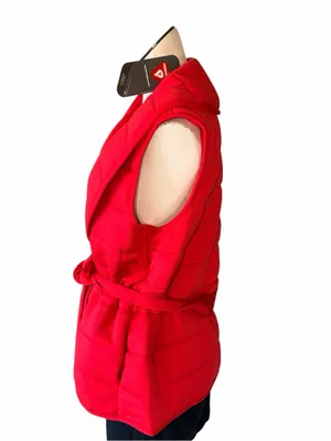 NWT SPANX Women's Red Quilted Sleeveless Tie Waist Belted Vest w/ Pockets XL thumbnail 4