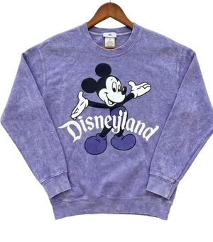 Disney Parks purple acid wash retro Mickey Disneyland crewneck sweatshirt SM thumbnail 1
