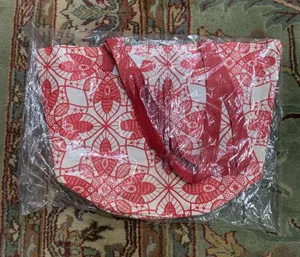Floral Design Spring Summer Tote Bag Red And White Brand New thumbnail 1