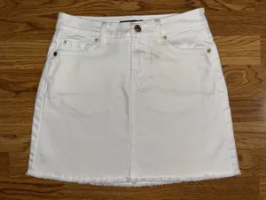 7 For All Mankind White Denim Skirt Women’s Waist Size 25 Cutoff Raw Hem Pockets thumbnail 1