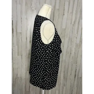 NWT Chico's Women's Sleeveless Polka Dot Blouse Black & White Size 0‎ thumbnail 2
