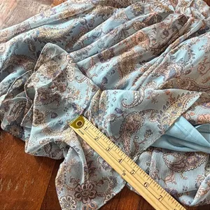En‎ Creme Blue Paisley Ruffle Romper Long Bell Sleeve Boho ERU61761TR Large thumbnail 8