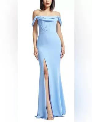 Dress the Population Periwinkle Blue ‘Melania’ Off the Shoulder Dress, Size XXL thumbnail 2