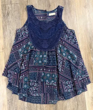 Altar’d State Boho Patchwork Floral Lace Tank Top Flowy Size Medium thumbnail 1