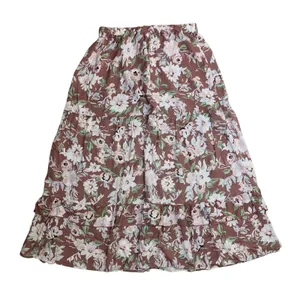 Luna Skies Floral‎ Tiered Midi Skirt Boho Cottagecore Flowy Pink XL thumbnail 3