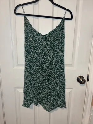 Reformation Esther Green Floral Mini Dress Sz 12 thumbnail 3