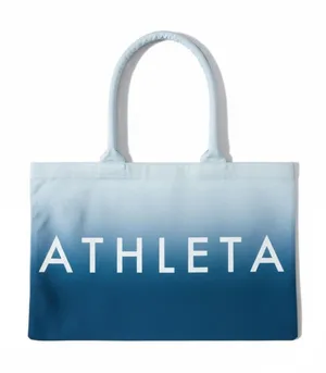 Athleta Double Handle Ombre Canvas Tote Bag Blue and White NWOT‎ thumbnail 1
