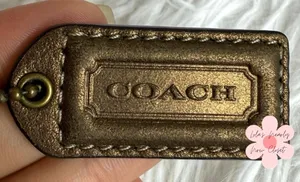 1.5" y2k COACH Bronze Brown Fob Bag Charm Hang tag Hangtag thumbnail 1