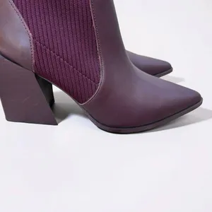 Steve Madden Sock Ankle Boots Pointed Toe Block Heel Booties Burgundy Women's 9 thumbnail 8