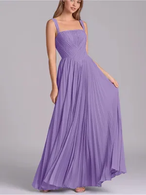 Azazie Mina A-Line Pleated Chiffon Dress Purple (Tahiti) Size 20 NWT thumbnail 3