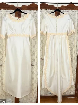 Gorgeous Vintage 1960s Silk Taffeta Sheath Wedding Gown thumbnail 2