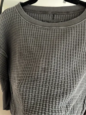 American Eagle Outfitters Charcoal Waffle-Knit Sweater thumbnail 7