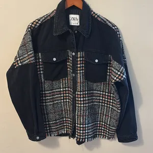 Zara Black and Plaid Jean Jacket thumbnail 2
