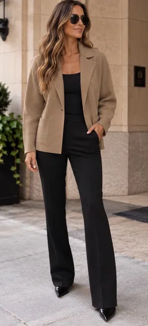 J. Crew Cotton Wool Blend Camel Knit Blazer-Style Cardigan Coatigan Size Large thumbnail 1