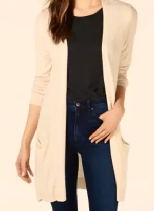 Maison Jules Cream Longline Button Down Waffle knit‎ Cardigan thumbnail 1