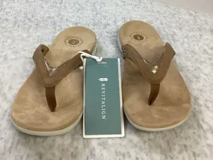 Revitalign Heron‎ Toasted Coconut Brown Orthotic Flip Flop Sandals Womens 6B NEW thumbnail 1