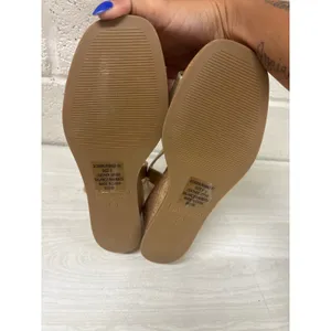 NIB Steve Madden Sz 6 Gold Metallic Leather Robbin Cork Wedge Ankle Strap Sandal thumbnail 5
