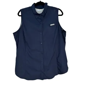 Columbia PFG Tamiami Sleeveless Fishing Shirt Navy‎ Blue Womens 1X FW7157 thumbnail 9