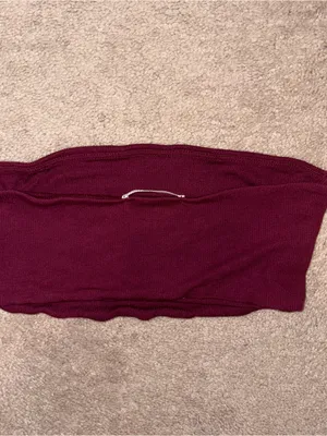 Better Be Strapless Maroon Bandeau Size: S thumbnail 2