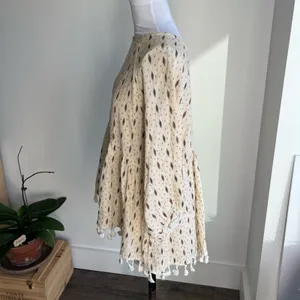 Anthropologie Eri + Ali Fringe Tassel Cream South Western Top Women's Size S thumbnail 5
