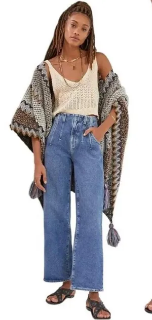 AG Jeans Darted Aven High Rise Relaxed Straight Jeans 28 Medium Blue Wash Denim thumbnail 1