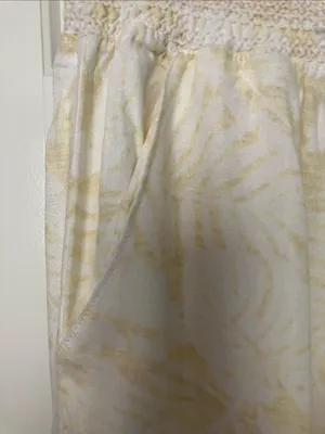 Rewash Cream Wide-Leg Smocked Waist Pants w/tonal leaf pattern thumbnail 7