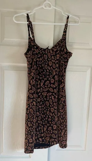 NWT Forever 21 brown and black mini cheetah print mini slip cowl dress thumbnail 5