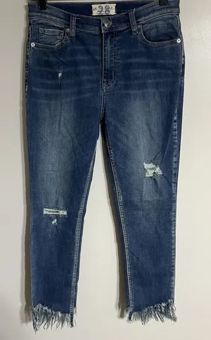 We The Free Women's Distressed Skinny Jeans Raw‎ Fringe Hem Size 28 Ankle Length thumbnail 1