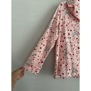 BedHead Women's Long Sleeve Button Down Pajama Top Heart Eiffel Notch Size M NEW thumbnail 4