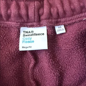 Aritzia Tna Sweatfleece Cozy Fleece Sweatpants in Maroon Size XS thumbnail 2
