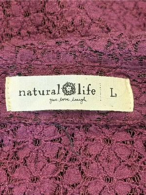 NATURAL LIFE Plum Lace Knit Button-Down Shirt size Large thumbnail 5