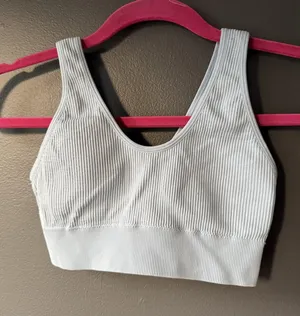 Aerie Light Blue Ribbed Sports Bra Top Size S/P thumbnail 1