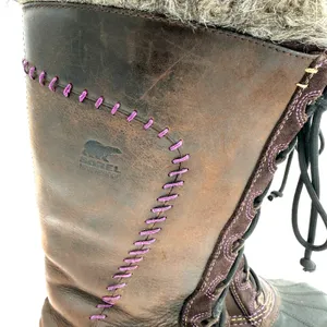 Sorel Women's Brown Cate The Great Brown Lace Up Fur Snow Boots Size 8 thumbnail 2