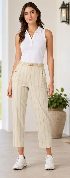Lizgolf Tabitha Women’s Striped Cropped Golf Pants Size 4 thumbnail 1